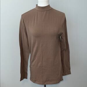 Zenana Brown Mocha Stretch Basic Long Sleeve Simple Tee Shirt Women's XL NWT